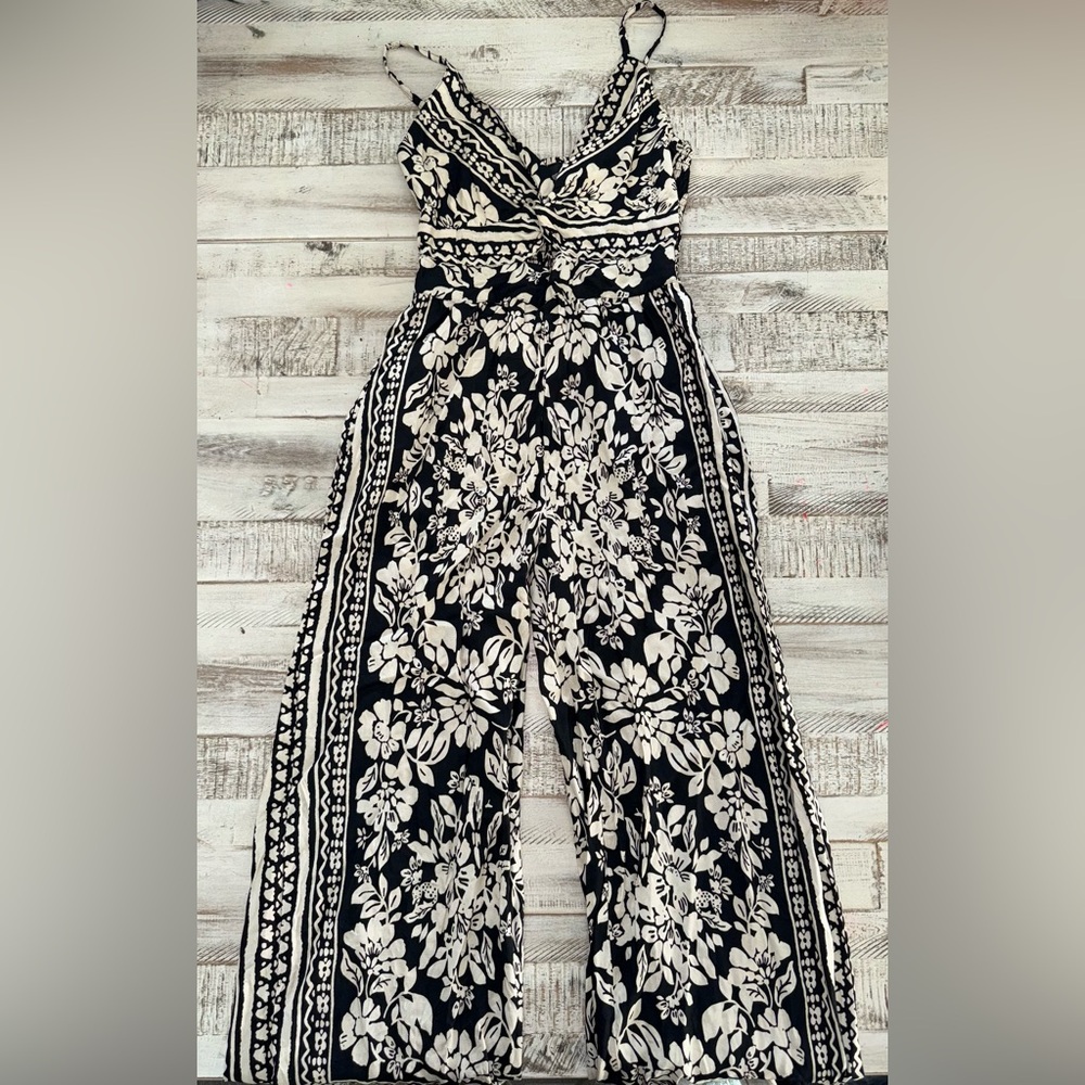 Angie Black and White Floral Jumpsuit